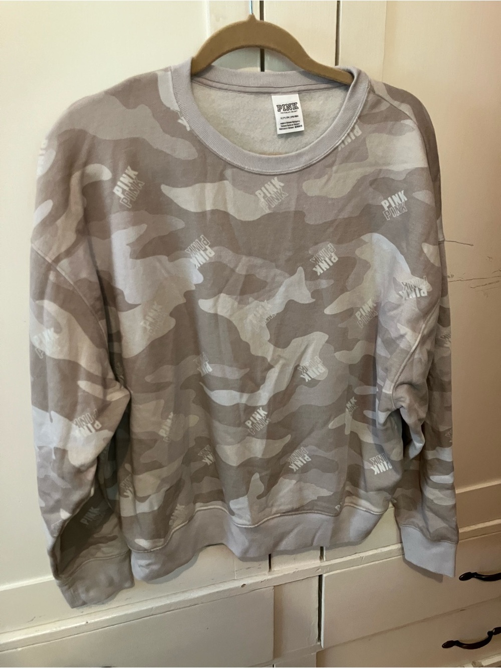 PINK Victoria's Secret Gray Camo Crewneck Sweater
